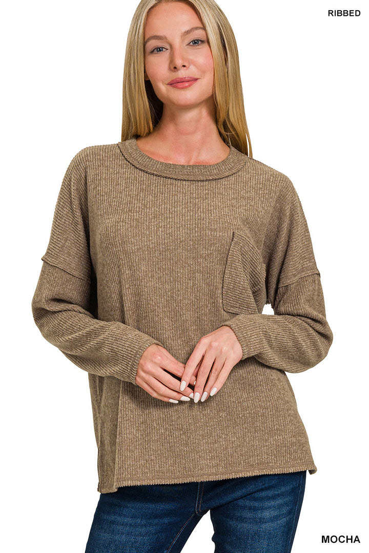 Ribbed Brushed Melange Hacci Sweater