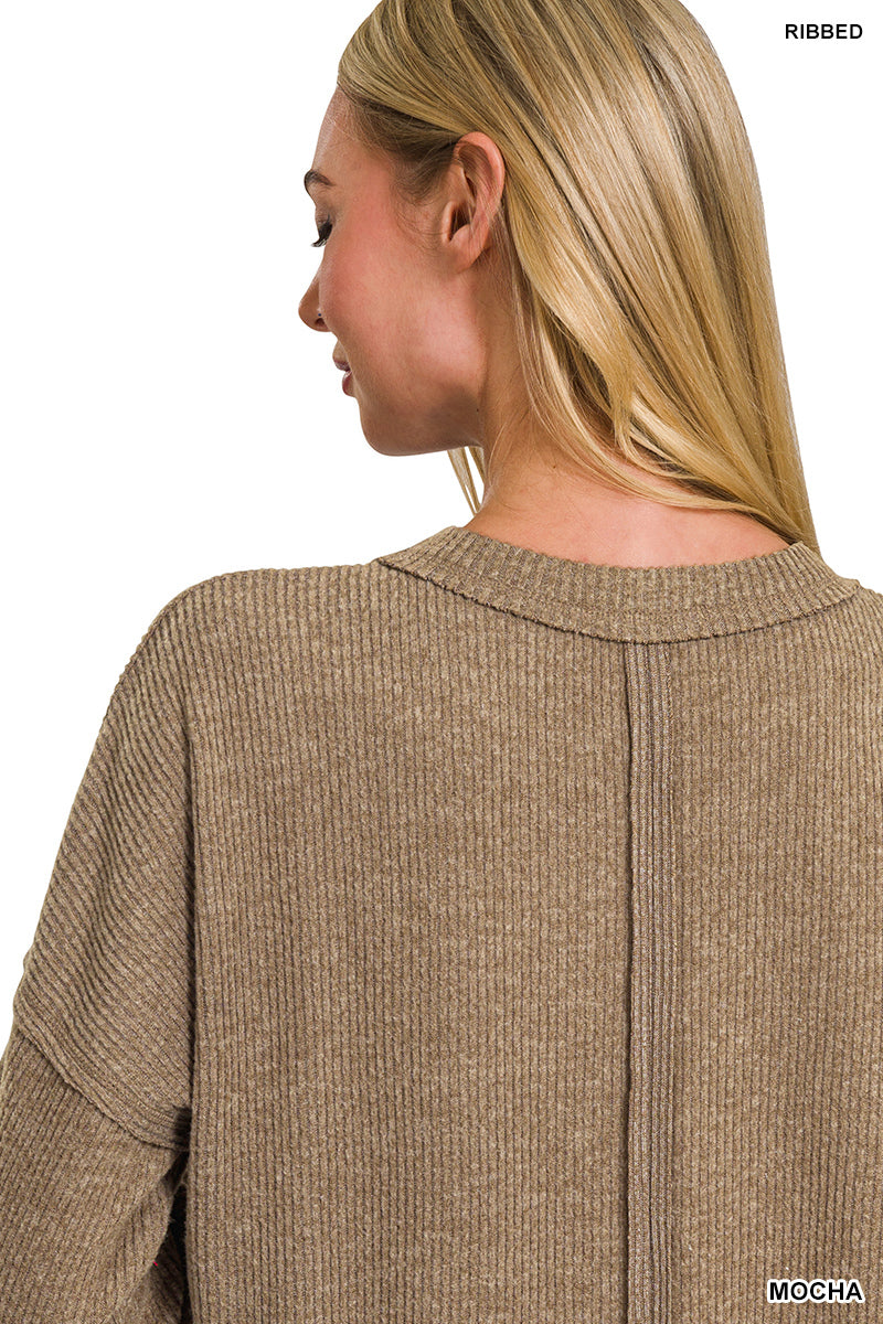 Ribbed Brushed Melange Hacci Sweater