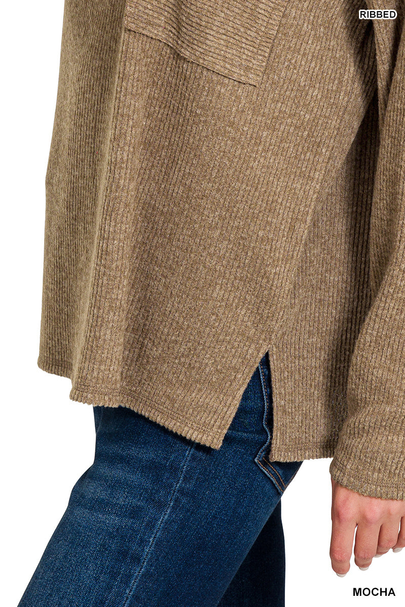 Ribbed Brushed Melange Hacci Sweater