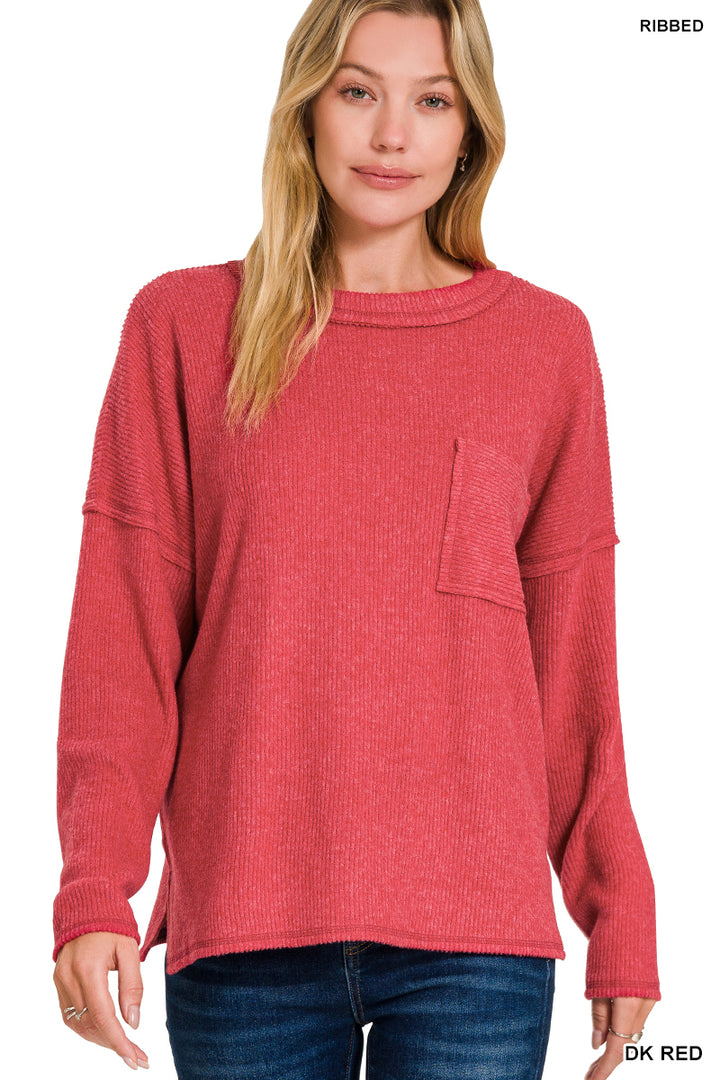 Ribbed Brushed Melange Hacci Sweater