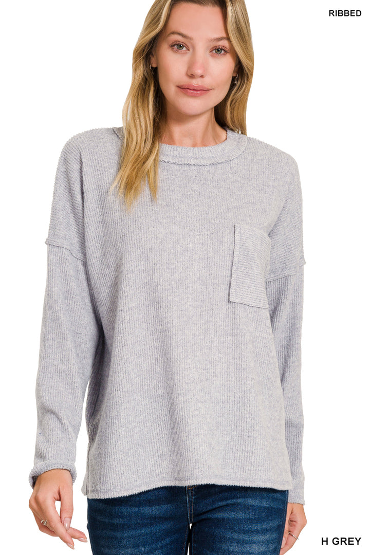 Ribbed Brushed Melange Hacci Sweater