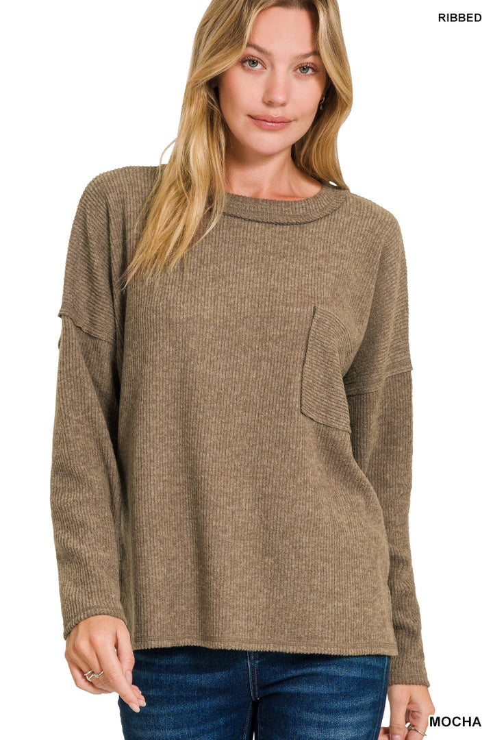 Ribbed Brushed Melange Hacci Sweater