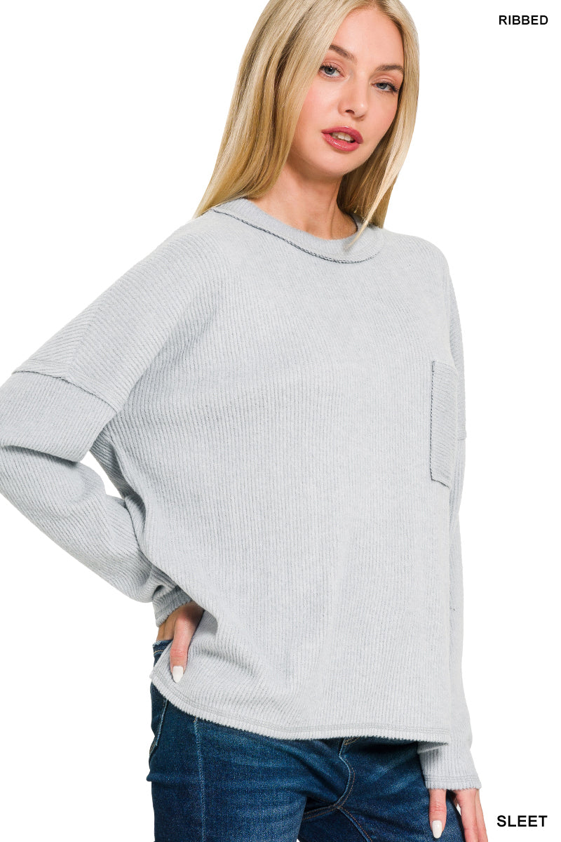 Ribbed Brushed Melange Hacci Sweater