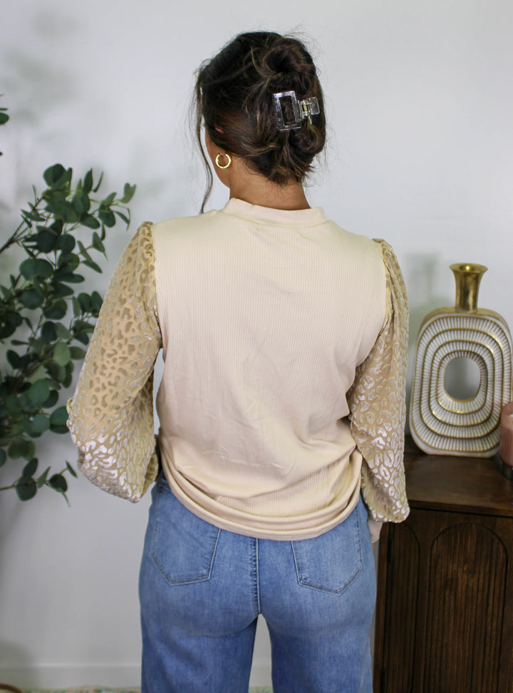 Leopard Puff Sleeve Top