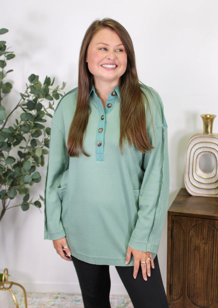 Green Button Pullover