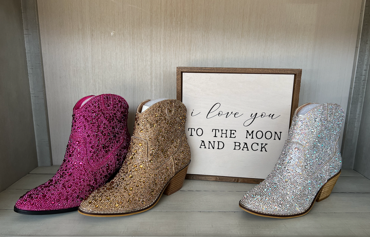 Shine Bright Rhinestone Ankle Boots by Corkys