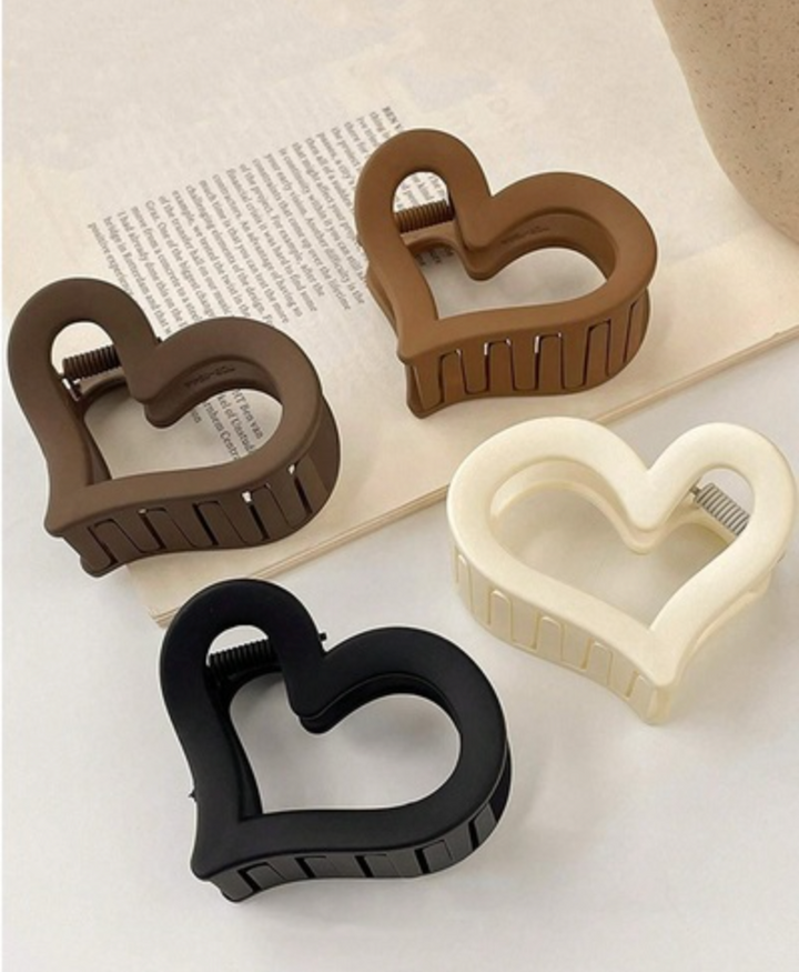 Heart Design Matte Finish Hair Claw Clips