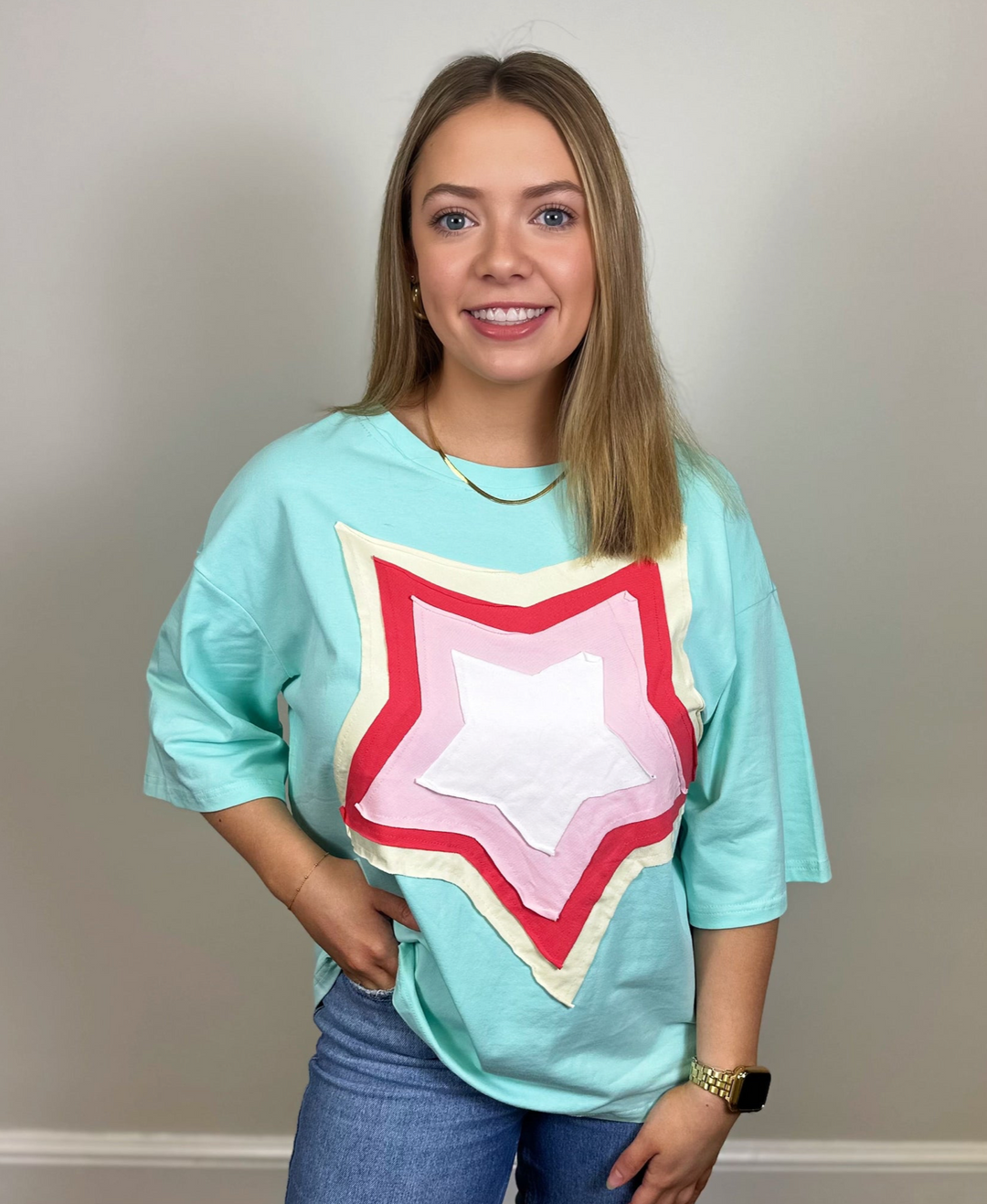 Color Block Star Top