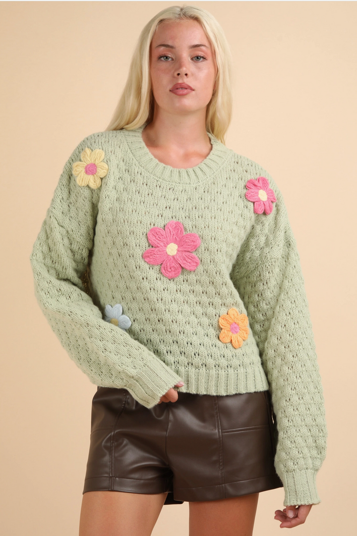 Flower Applique Sweater