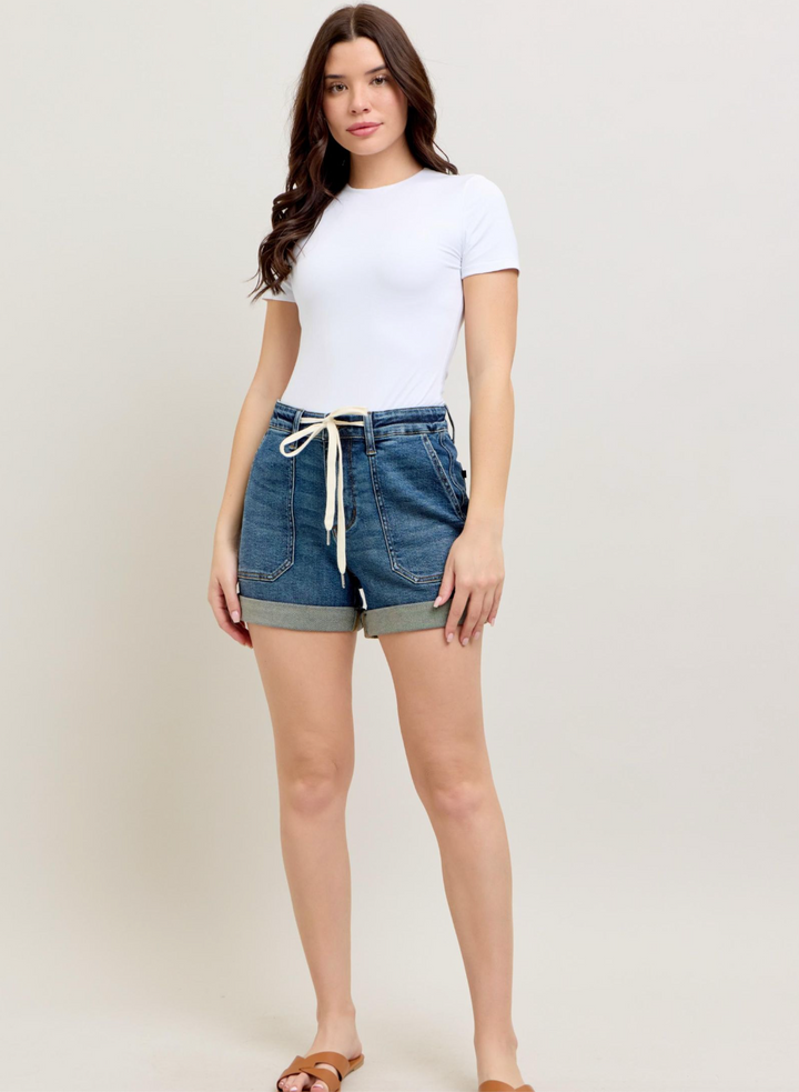 Judy Blue HW Cuffed Jogger Shorts