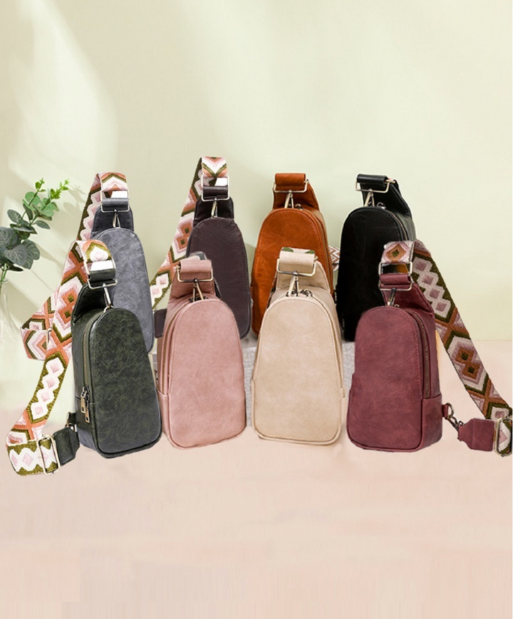 Vegan Leather Sling Cross Body Bag