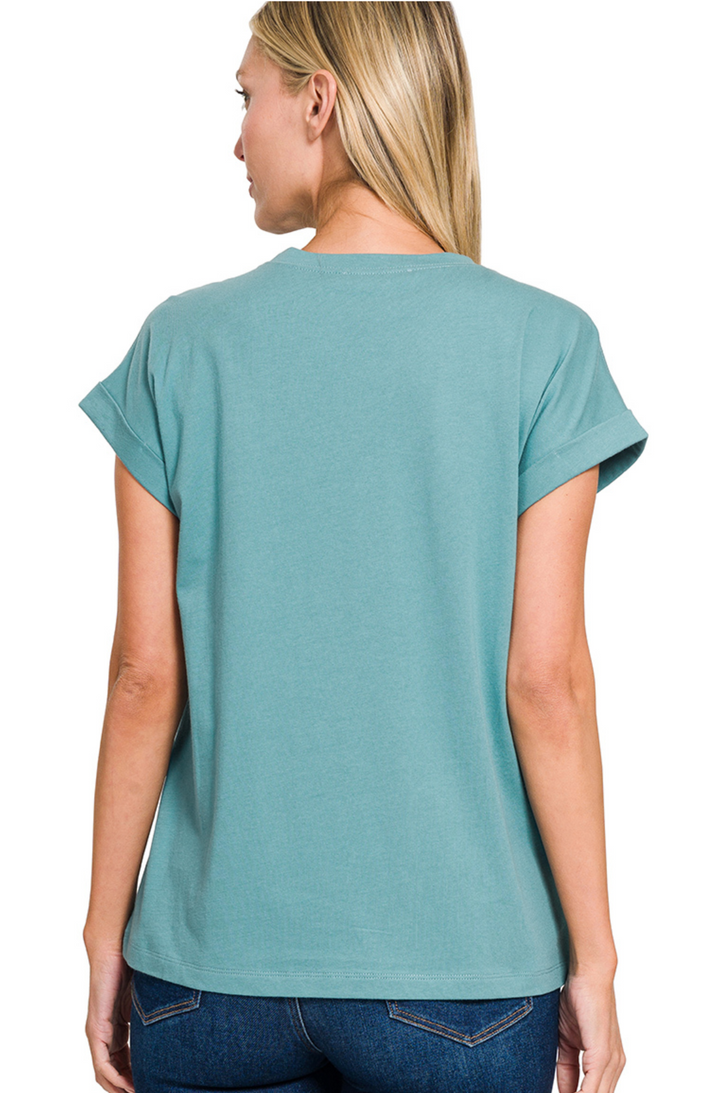 Cotton Folded Sleeve T-Shirt