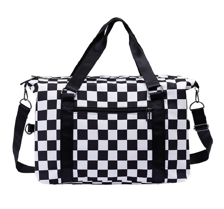 Large Capacity Checkered Travel Duffle Bag