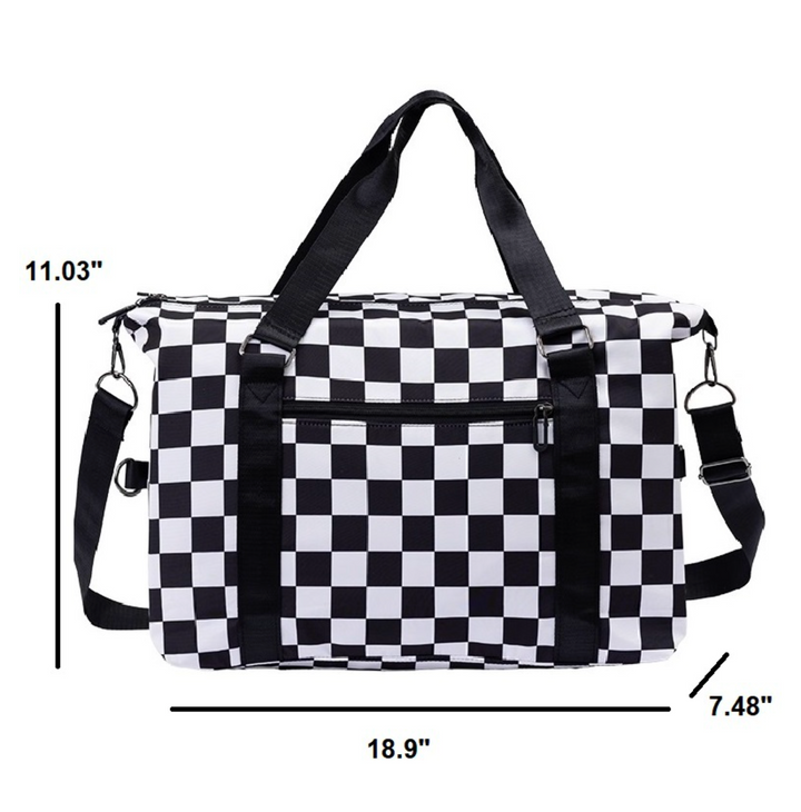 Large Capacity Checkered Travel Duffle Bag