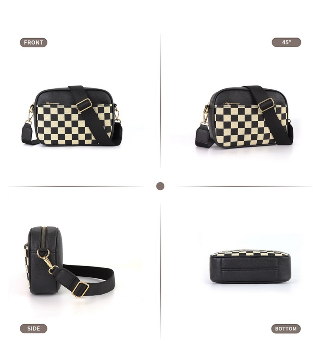 Checkered Crossbody Camera Bag