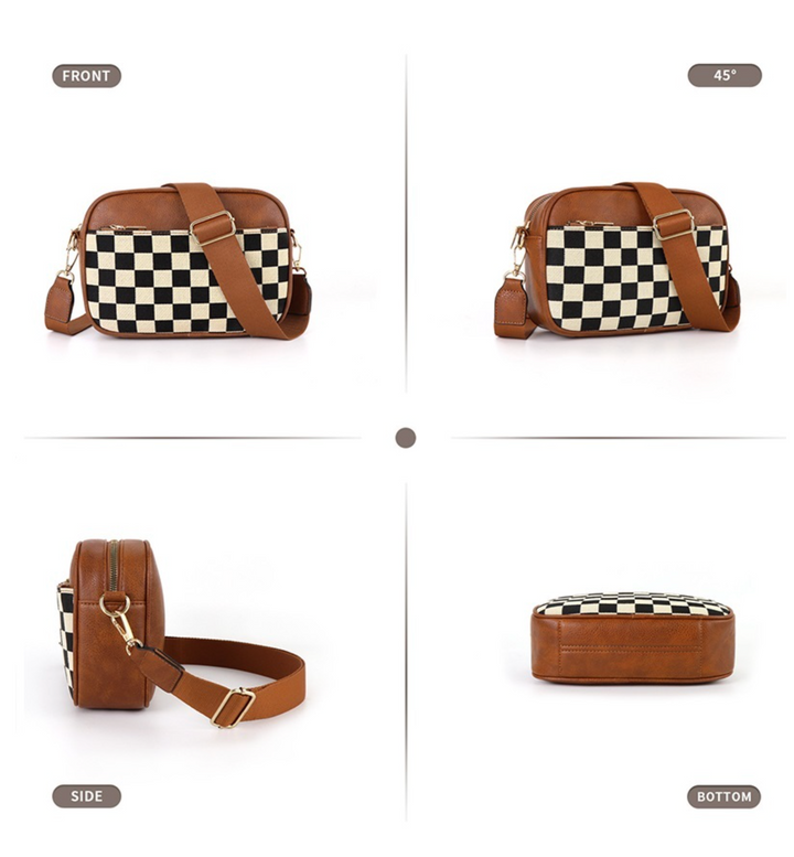 Checkered Crossbody Camera Bag