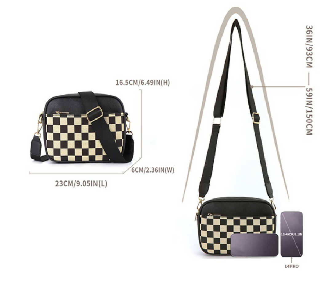 Checkered Crossbody Camera Bag