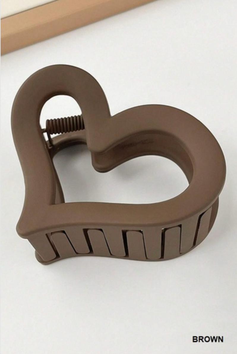 Heart Design Matte Finish Hair Claw Clips