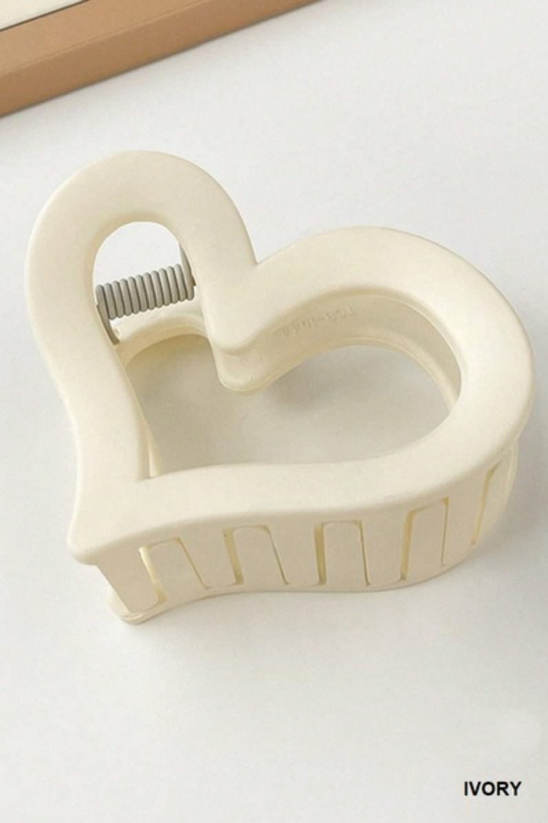 Heart Design Matte Finish Hair Claw Clips