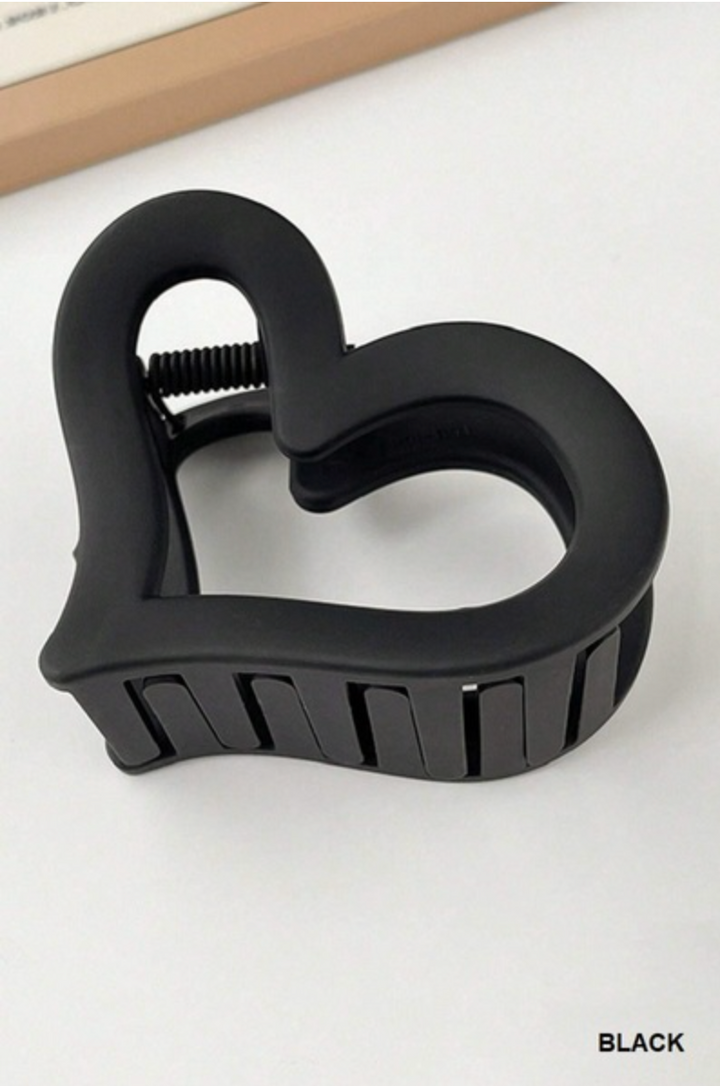 Heart Design Matte Finish Hair Claw Clips