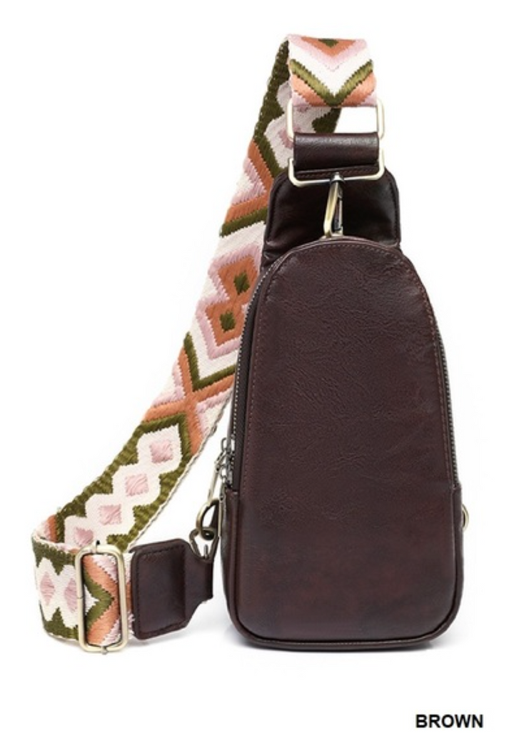 Vegan Leather Sling Cross Body Bag