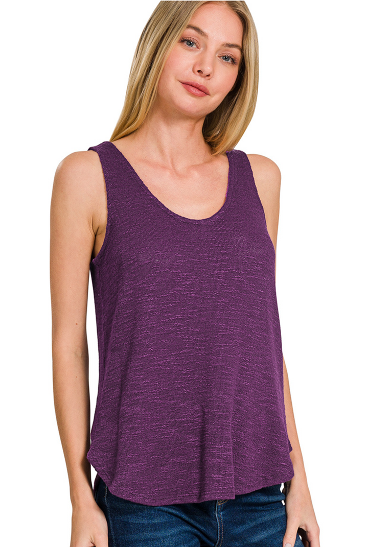 Double Scoop Slub Hacci Neck Tank Top