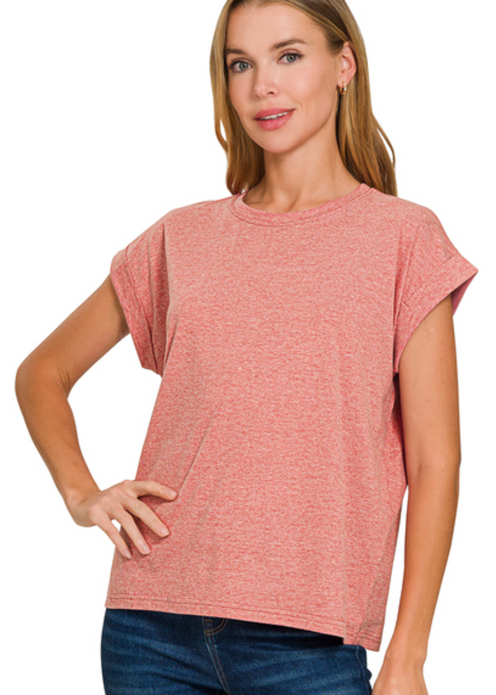 Cotton Folded Sleeve T-Shirt