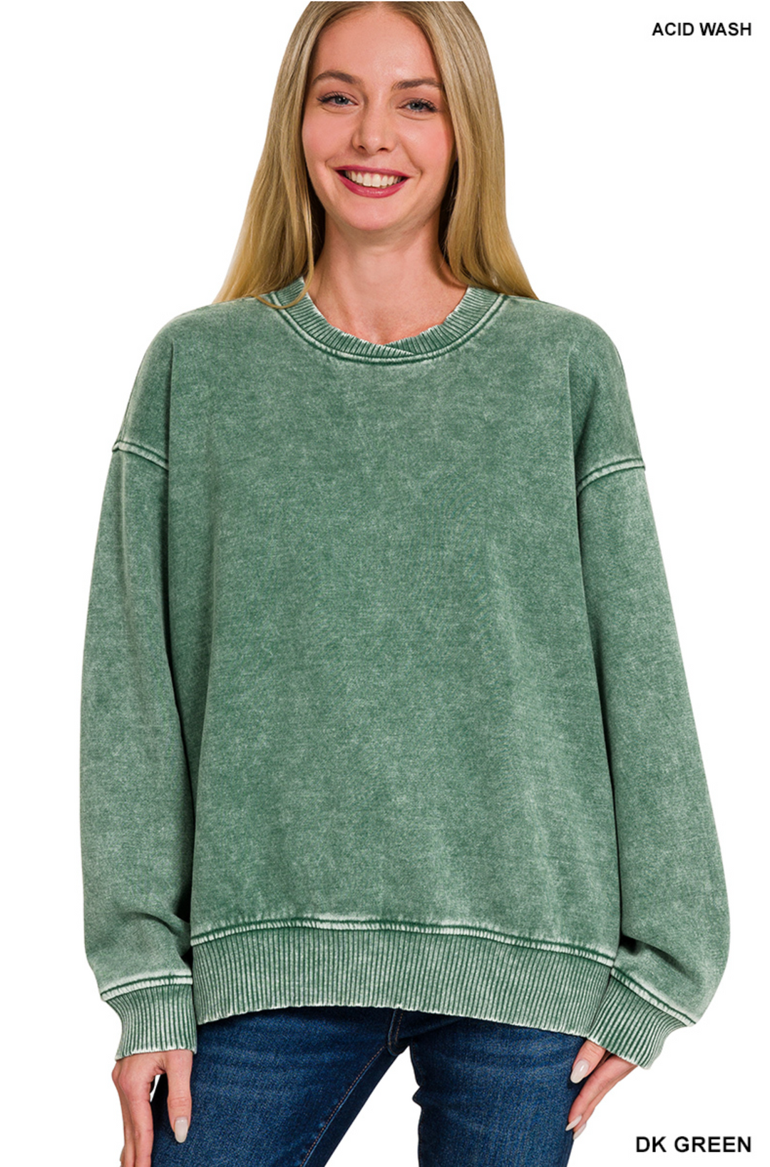 Acid Wash Oversized Fleece Pullover