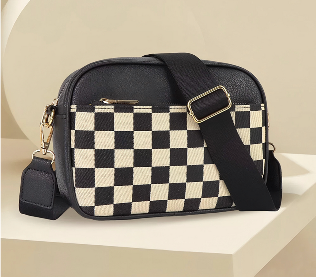 Checkered Crossbody Camera Bag