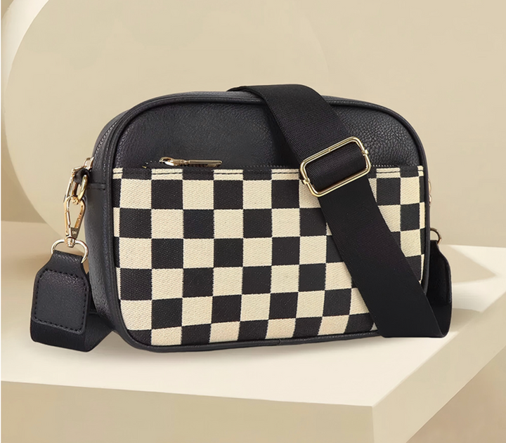 Checkered Crossbody Camera Bag