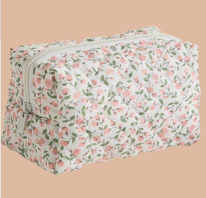 Ditsy Quilted Floral Cosmetic Pouch Bag