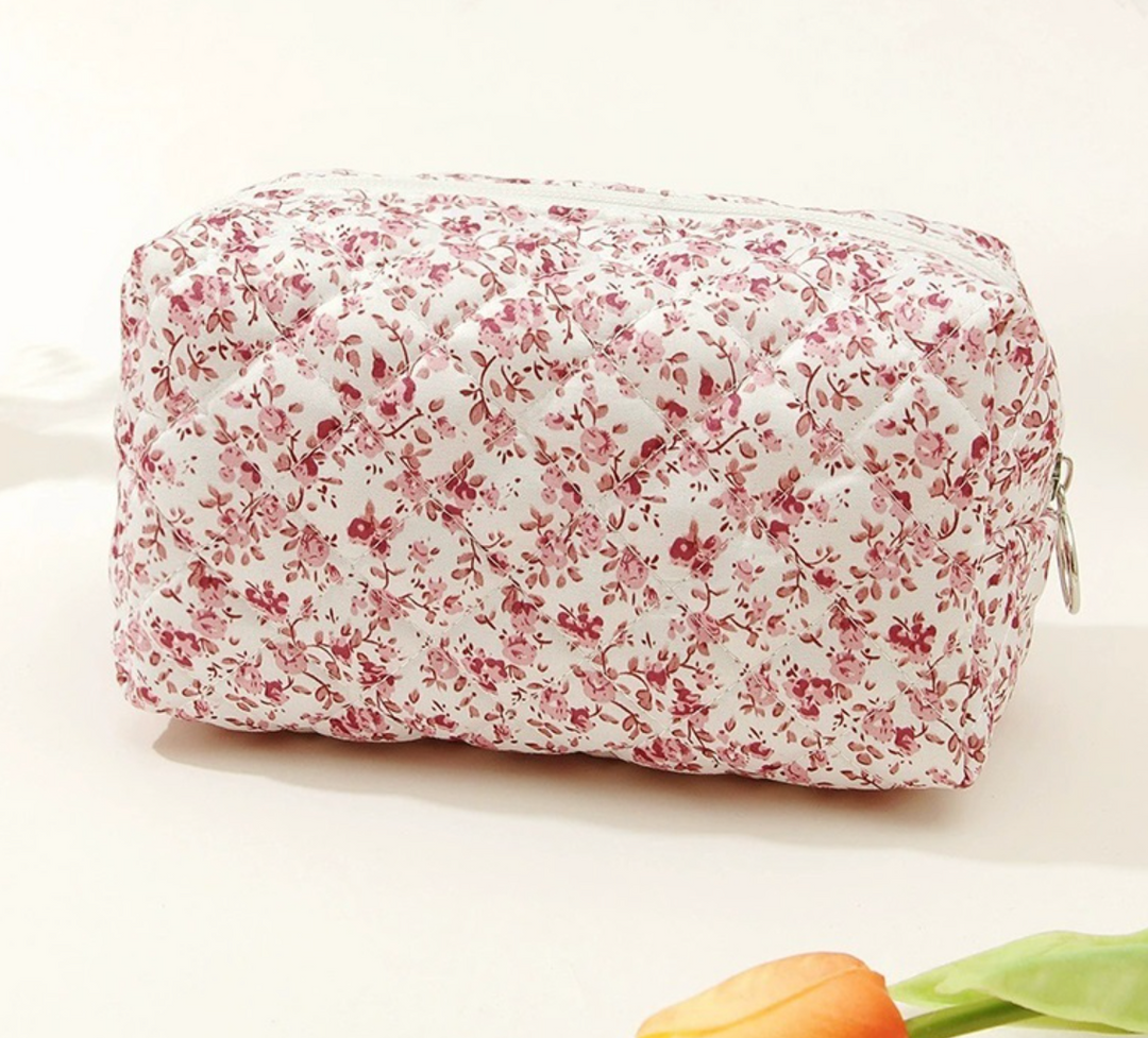 Ditsy Quilted Floral Cosmetic Pouch Bag