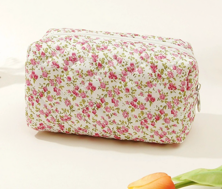 Ditsy Quilted Floral Cosmetic Pouch Bag
