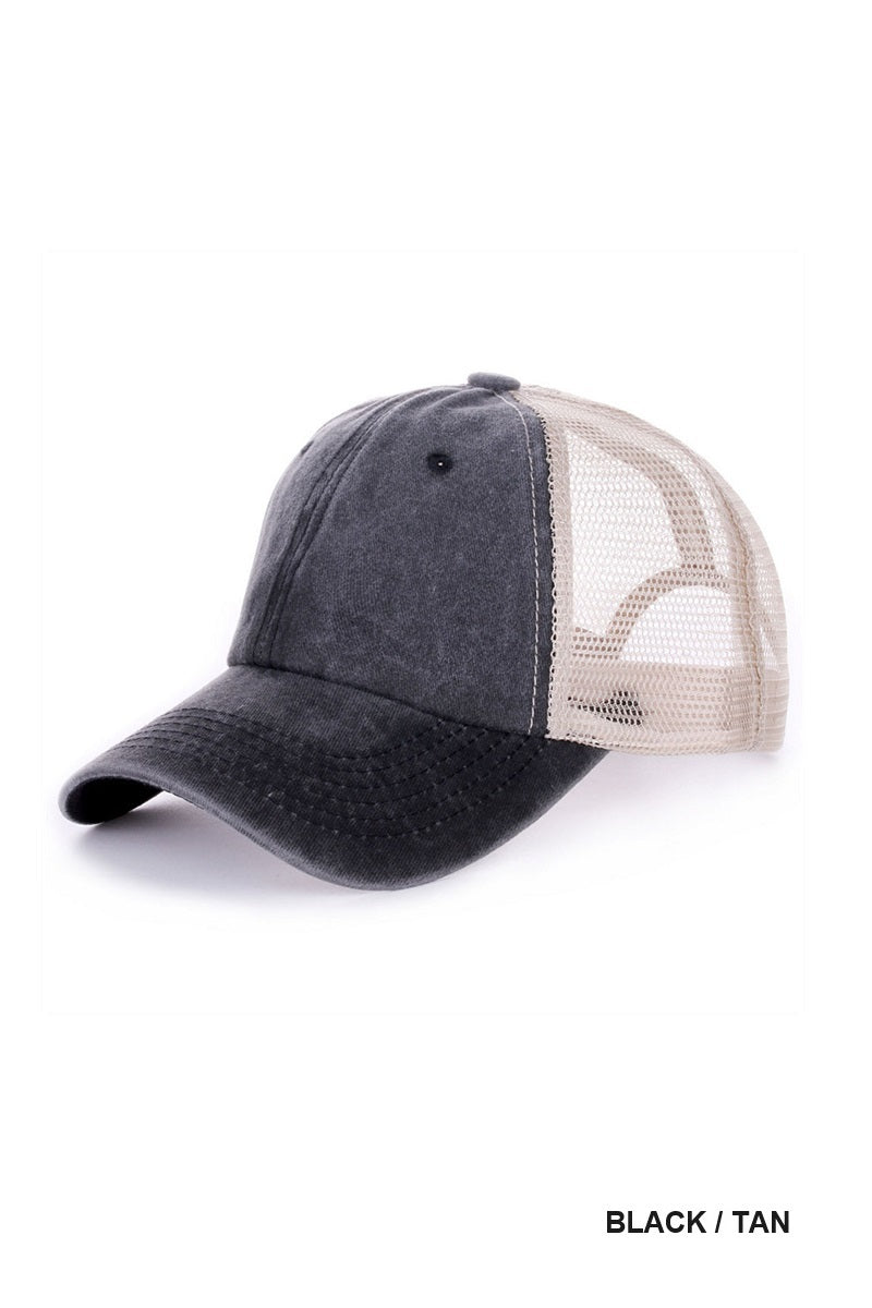 Vintage Washed Cotton Mesh Cap