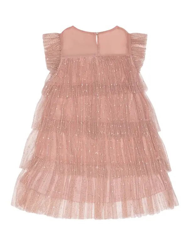 Tween Kids Girls Babydoll Mesh Tiered Dress
