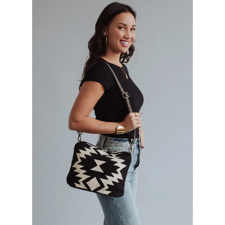 Black & Cream Aztec Crossbody