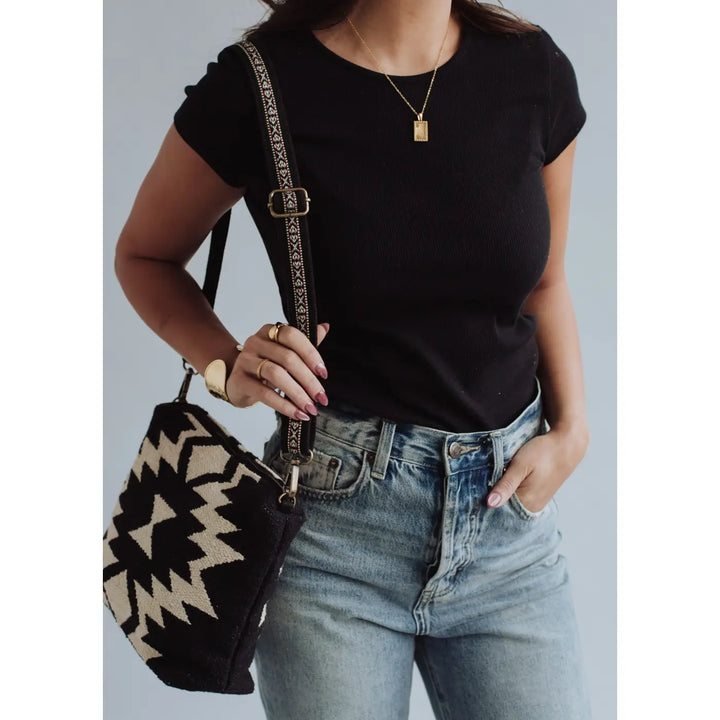 Black & Cream Aztec Crossbody