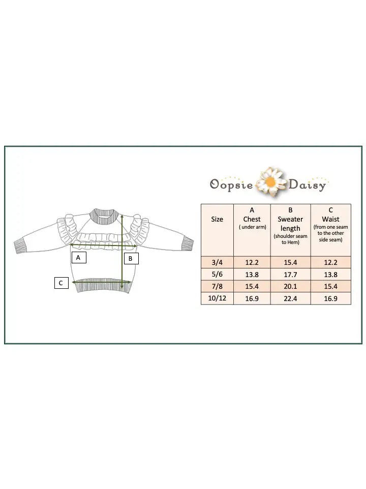 Kids Double Ruffle Crew Neck Fall Winter Sweater