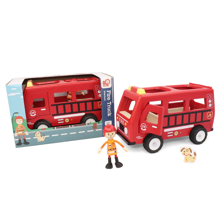 L&F Fire Truck Wooden Play Set