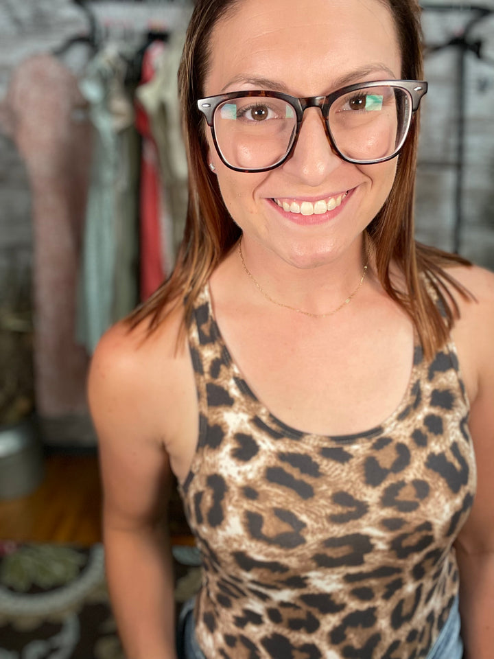 Leopard Racerback Tank Bodysuit