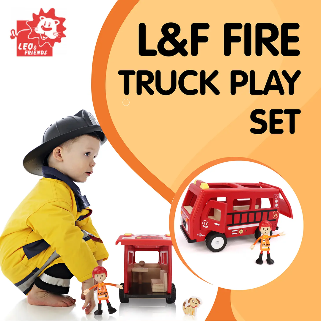 L&F Fire Truck Wooden Play Set