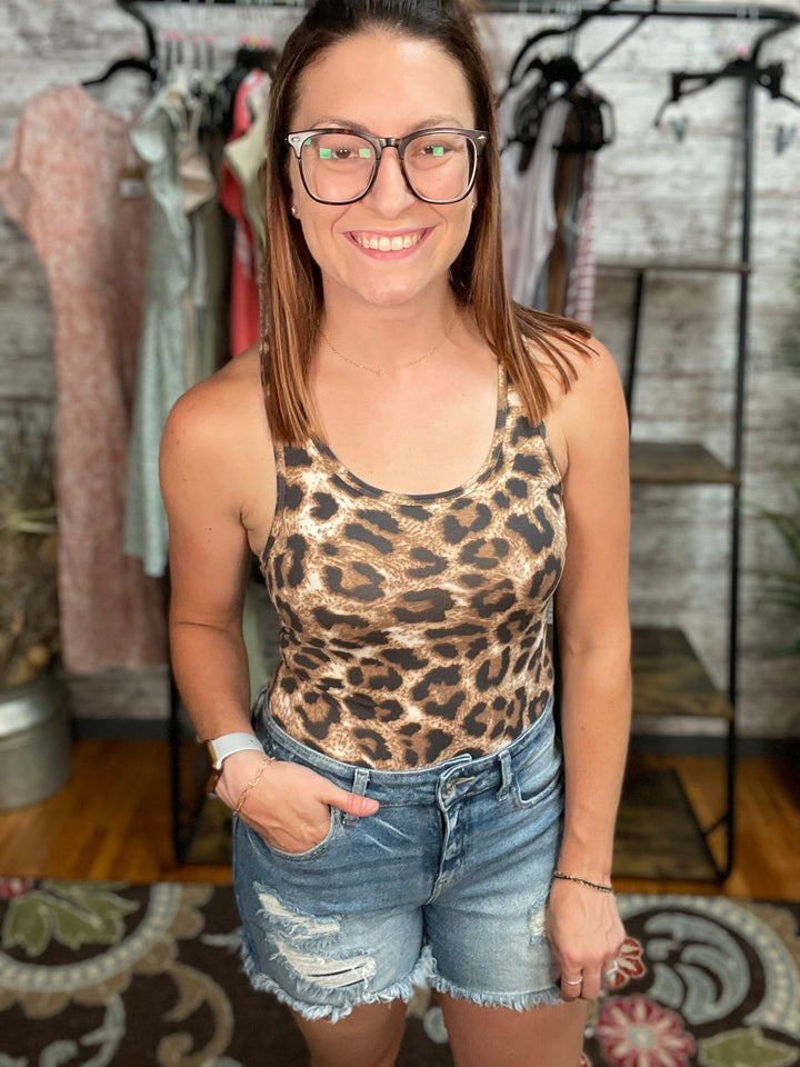 Leopard Racerback Tank Bodysuit