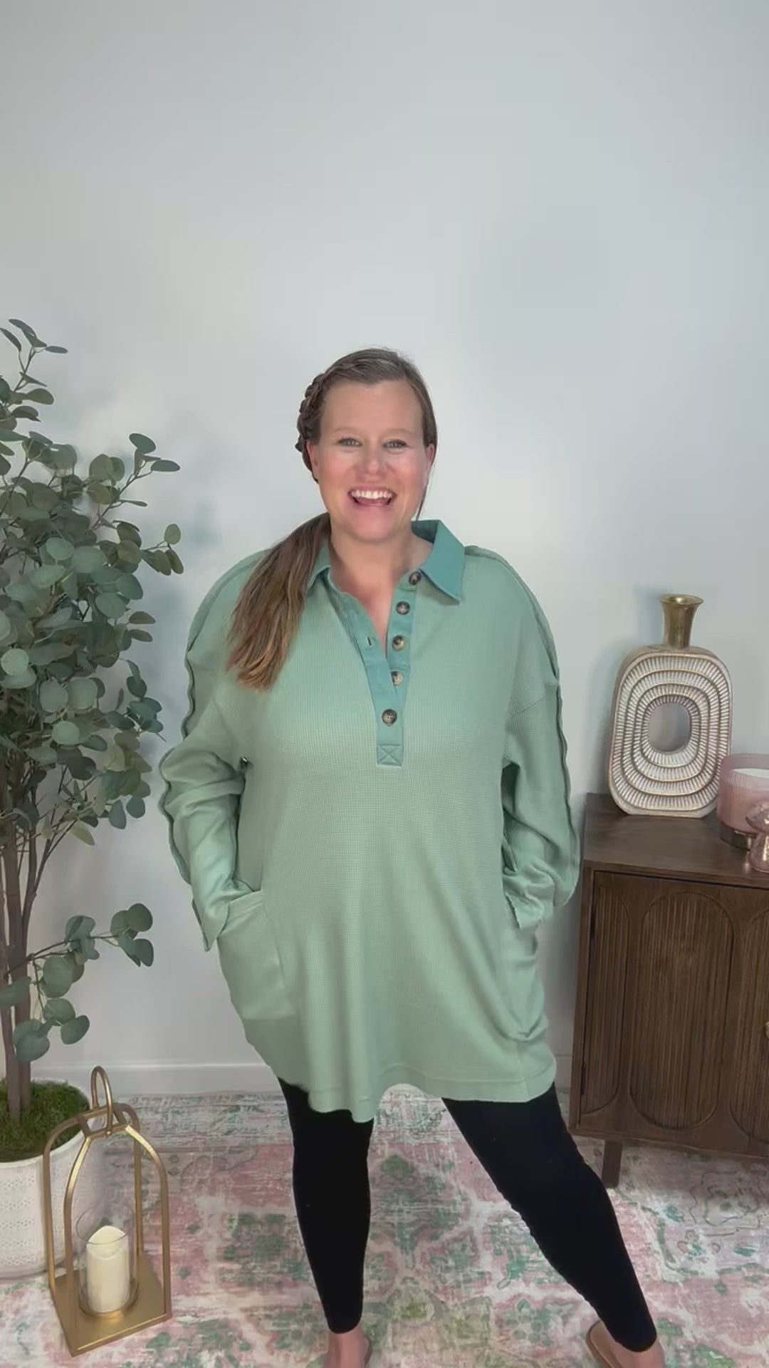 Green Button Pullover