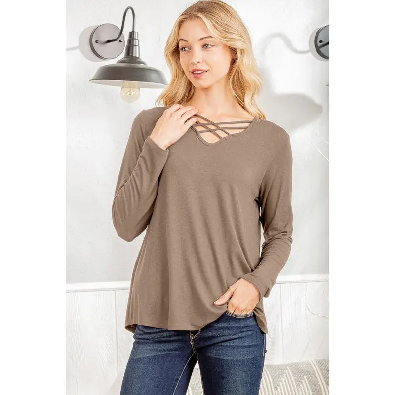 Cross the Line V Neck Top