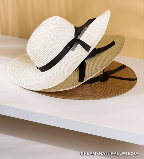 Straw Hat with Ribbon Detail