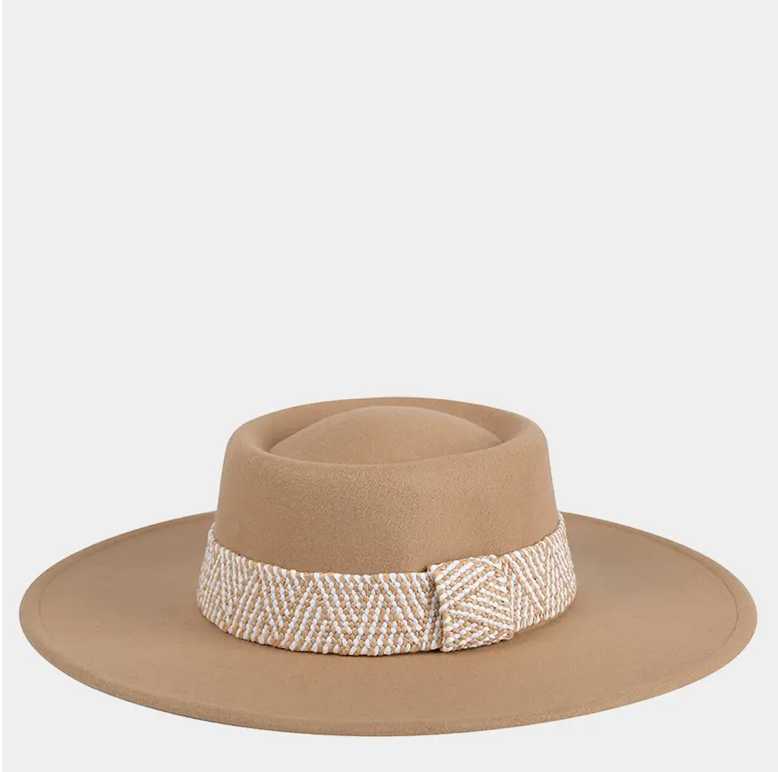 Stevie Boho Trim Wide Brim Fedora