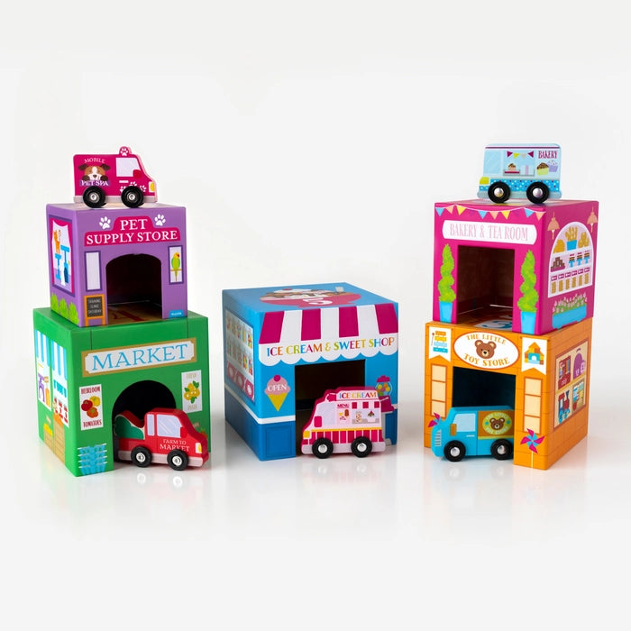 Stackables Nested Cardboard Toys & Cars Set : Rainbow Town