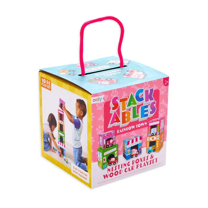 Stackables Nested Cardboard Toys & Cars Set : Rainbow Town