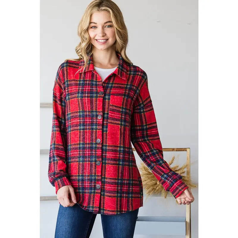 Plaid Lady Red Shacket