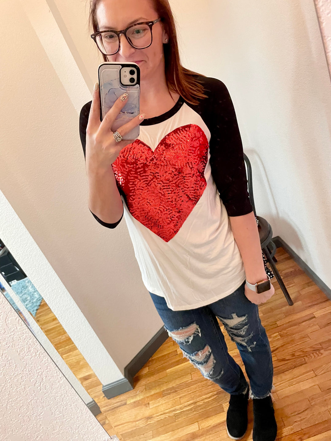 Valentine's Love Sequin Heart Top